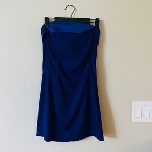 SKY TO MOON Royal Blue Satin Strapless Structured Mini Dress Size S